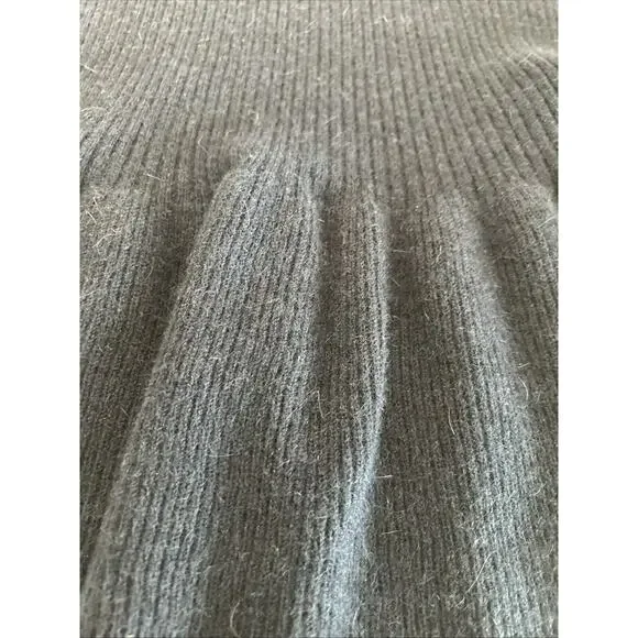 Tory Burch Madeline Med Wool Long Sleeve Rib Peplum Sweater Navy Blue Angora EUC - Picture 8 of 11